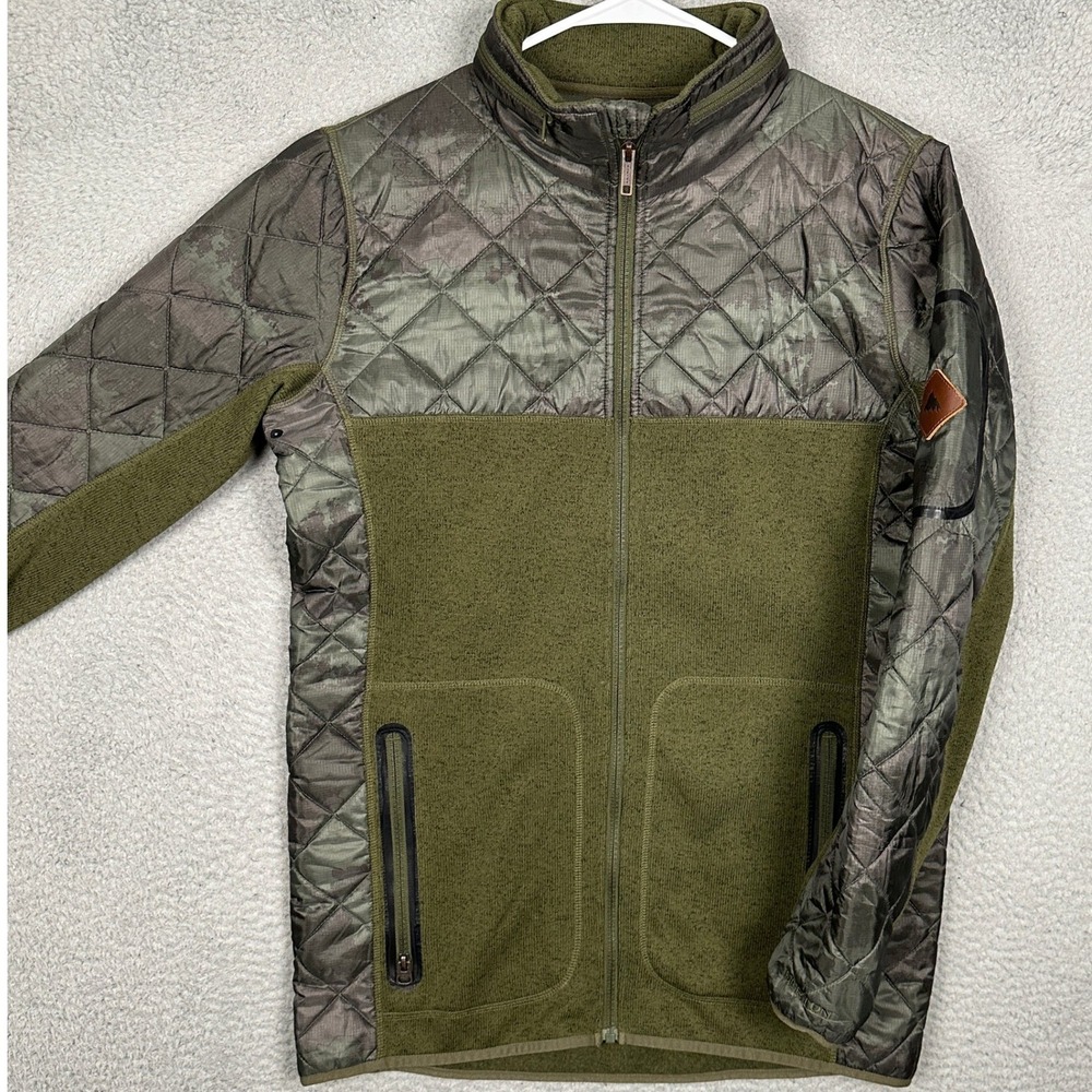 Burton Pierce Fleece Jacket Mens Small Dryride Olive Green Camo Full Zip Hybrid